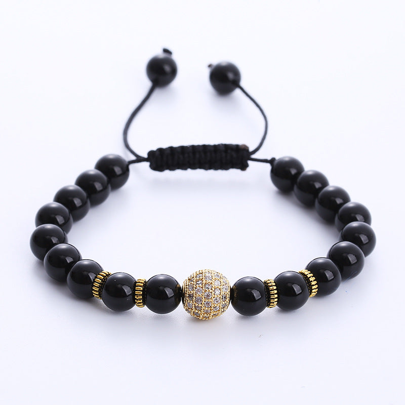 Pulsera de ágata con bolas tejidas a mano al por mayor